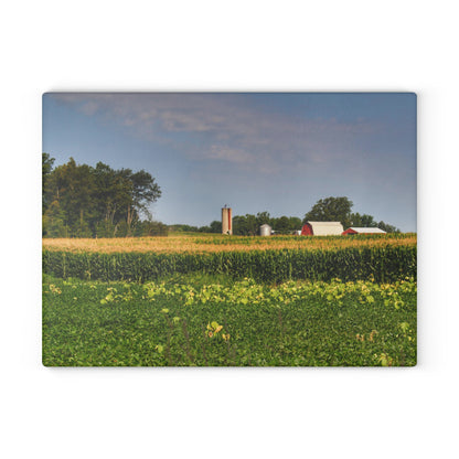 U R There Photography Across the Field in Clifford  Rustic Farmhouse Tempered-Glass Cutting Board