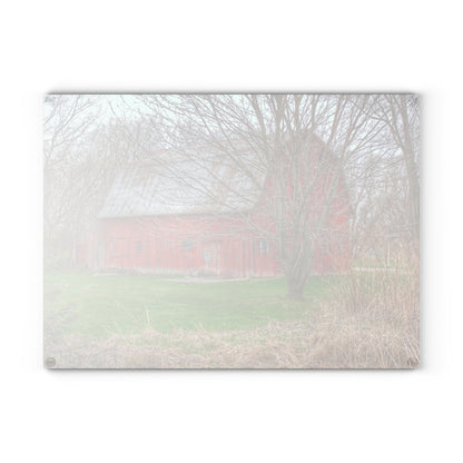 U R There Photography Dodge Road Rusted Red Rustic Farmhouse Tempered-Glass Cutting Board