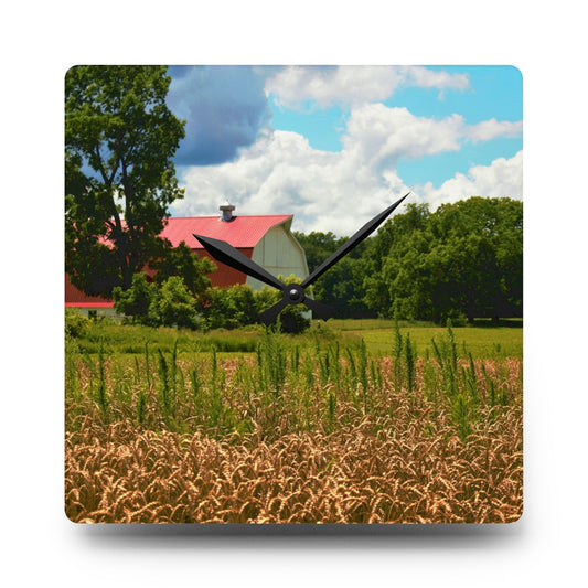 Northern White Rustic Farmhouse Acrylic Analog Wall Clock 10.75'' × 10.75'' (Square)