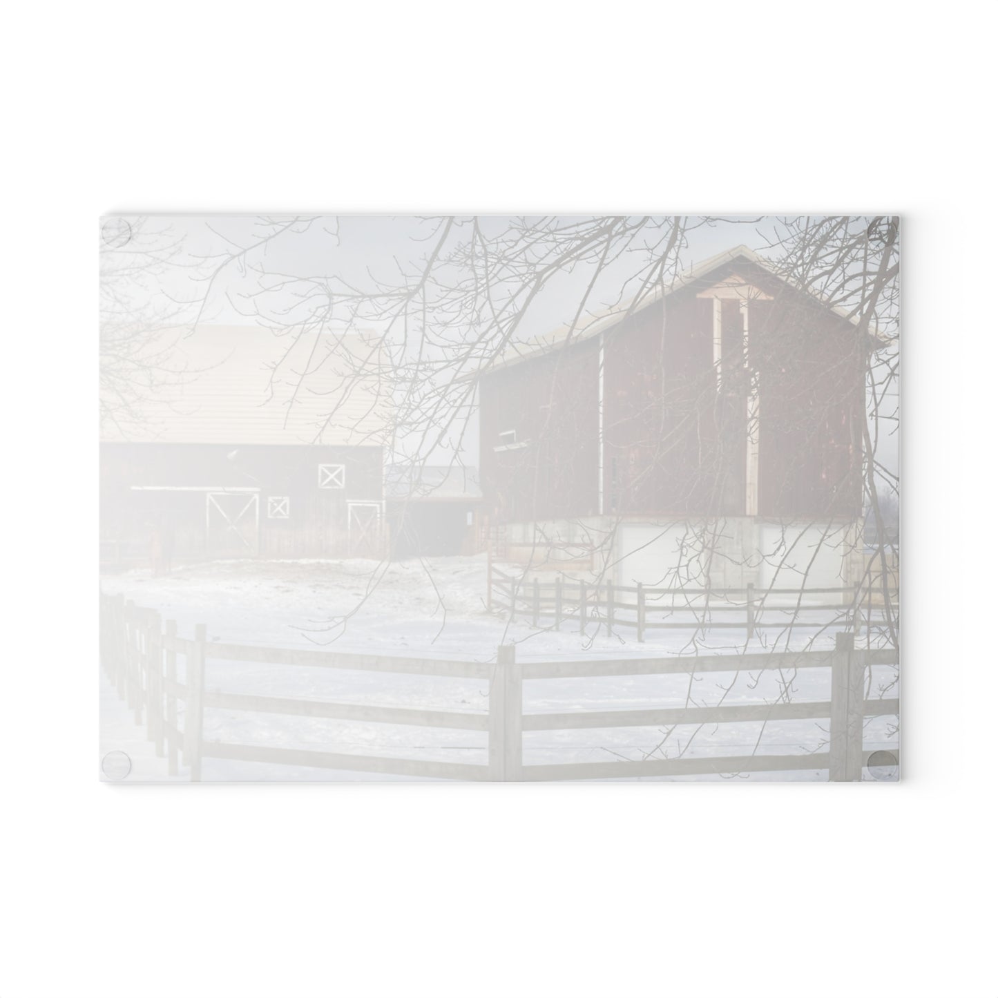 U R There Photography Ebeling Brown Rustic Farmhouse Tempered-Glass Cutting Board