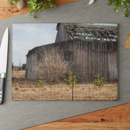 U R There Photography Leix Road Forgotten Grey II Rustic Farmhouse Tempered-Glass Cutting Board