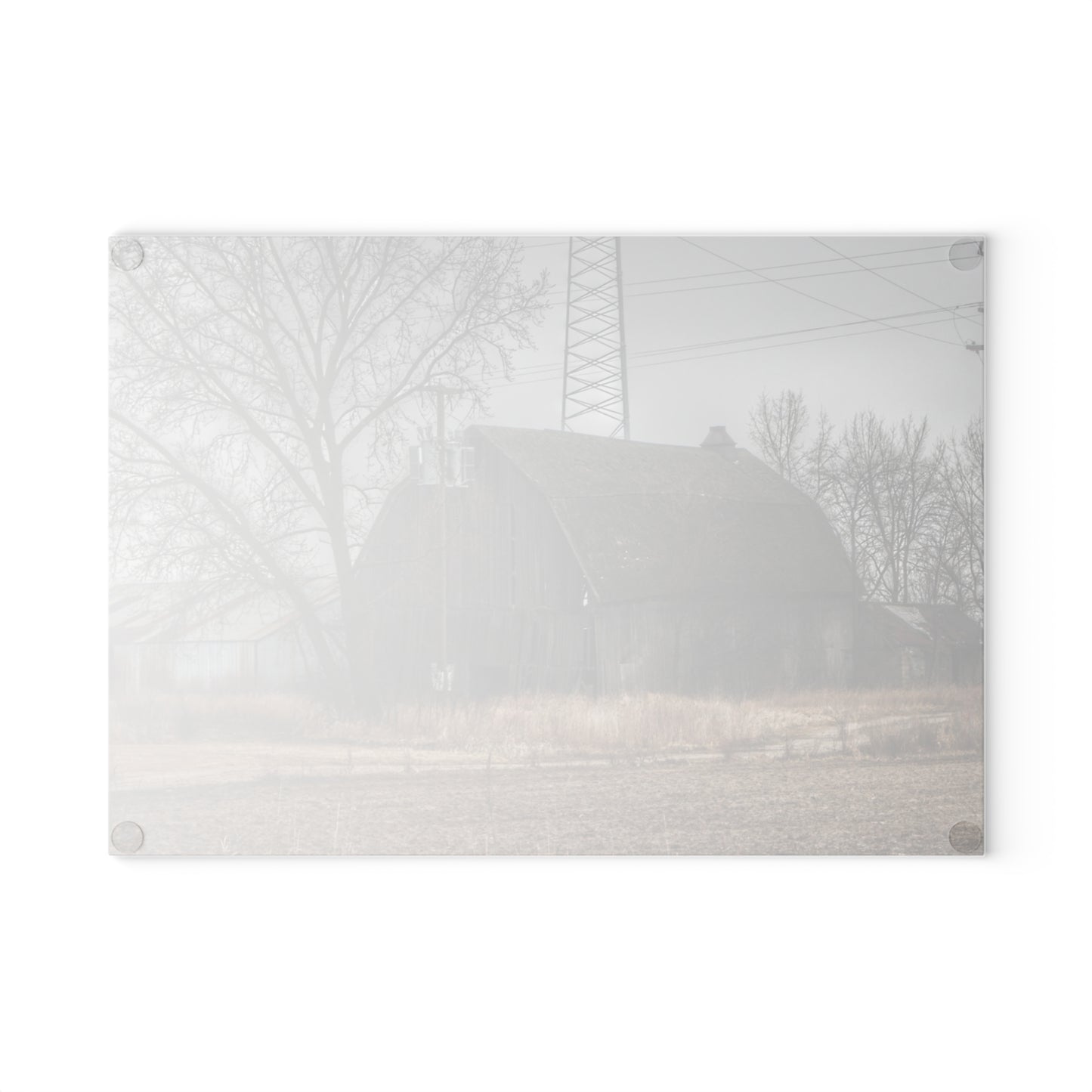 U R There Photography Barnes Road End of Days Rustic Farmhouse Tempered-Glass Cutting Board