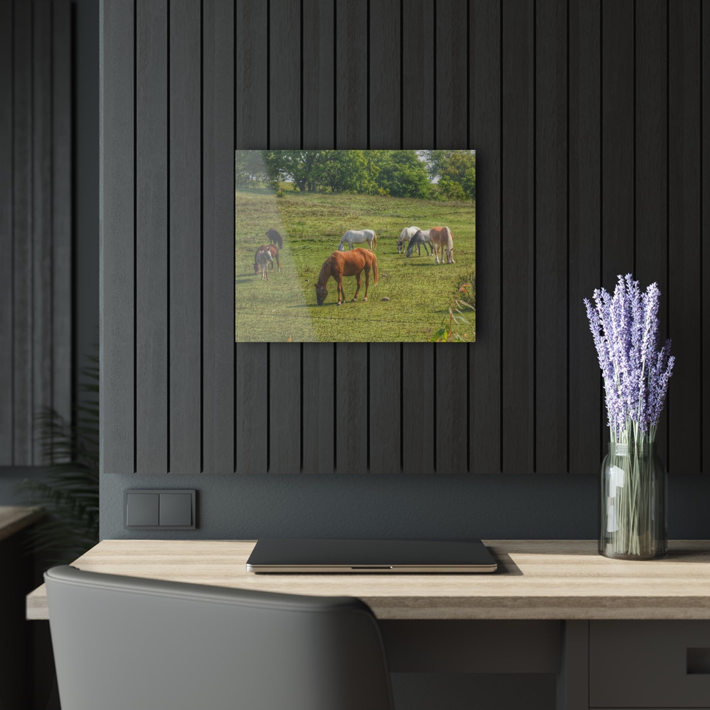 Barn Boutique Modern Farmhouse Acrylic Wall Print| Horses in the Pasture I