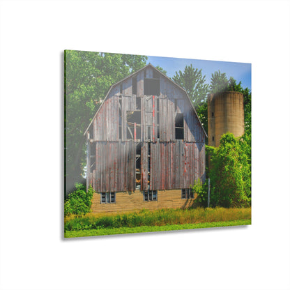 U R There Photography Mushroom Road Red and Silo Rustic Farmhouse Acrylic Wall Print