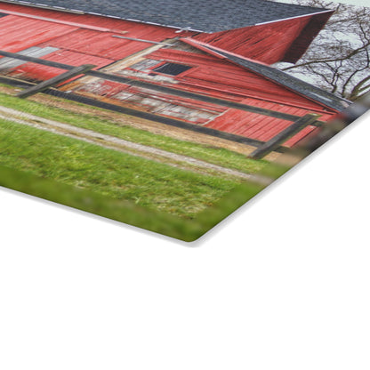 U R There Photography M-21 Roadside Stable II Rustic Farmhouse Tempered-Glass Cutting Board