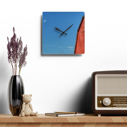 U R There Photography Fargo Road Red II Rustic Farmhouse Acrylic Analog Wall Clock