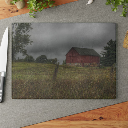 U R There Photography Stone Red Rustic Farmhouse Tempered-Glass Cutting Board