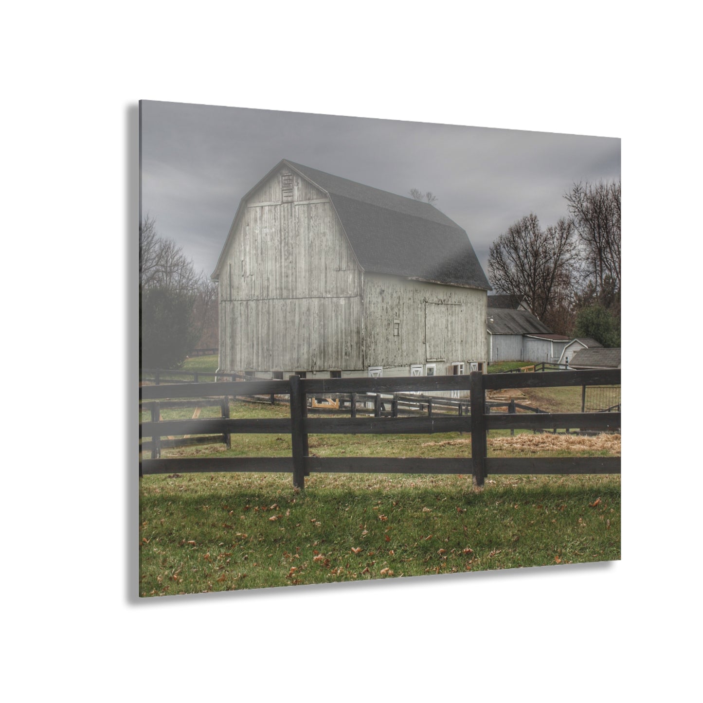 U R There Photography Roadside White Beyond the Fences Rustic Farmhouse Acrylic Wall Print