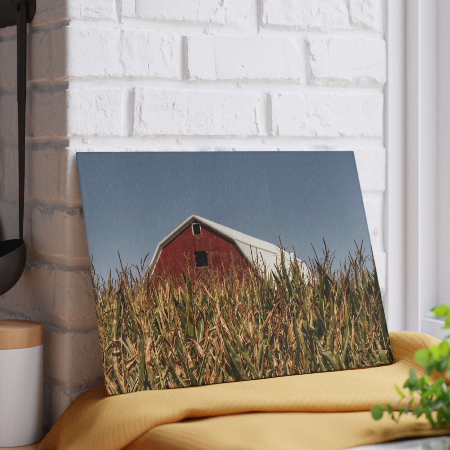 U R There Photography Beyond the Corn Rustic Farmhouse Tempered-Glass Cutting Board
