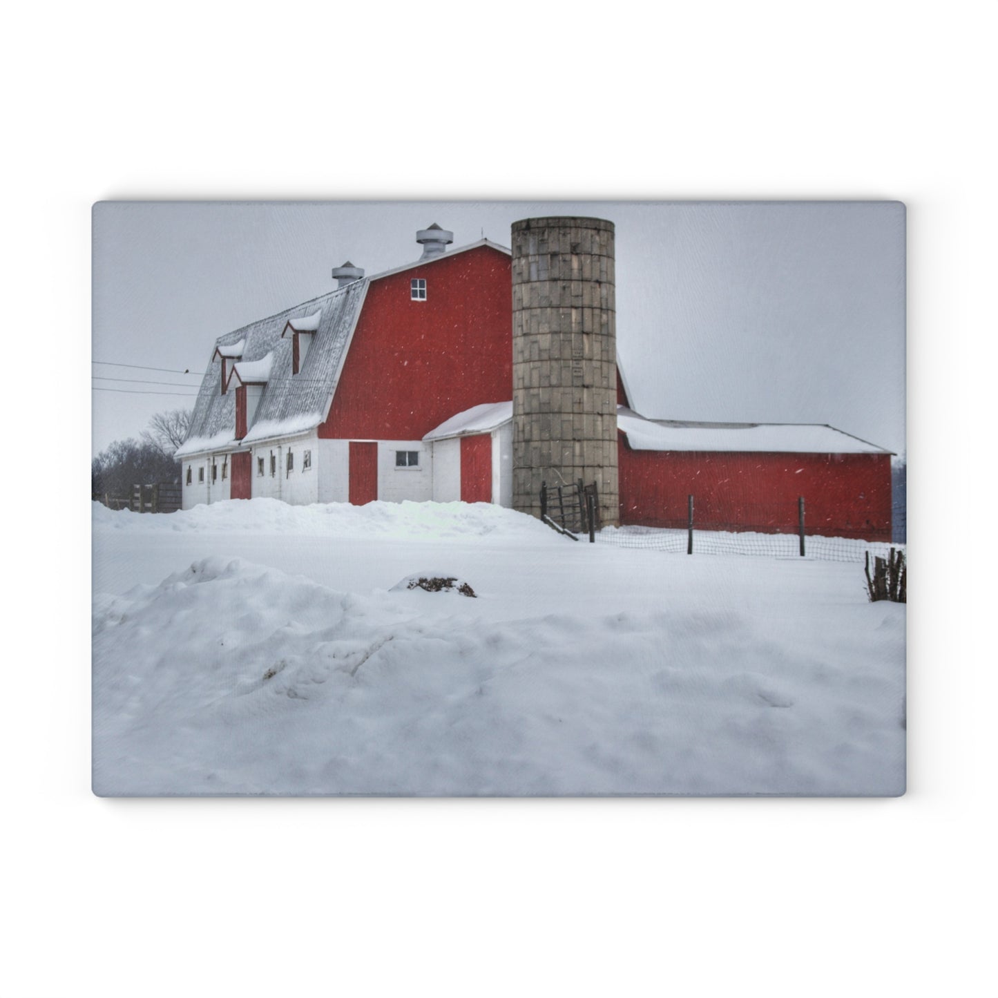 U R There Photography South Elba Block Red Rustic Farmhouse Tempered-Glass Cutting Board