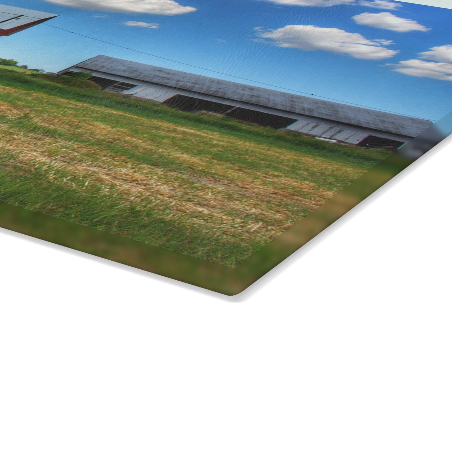 U R There Photography Cass City Elmwood Grey Rustic Farmhouse Tempered-Glass Cutting Board