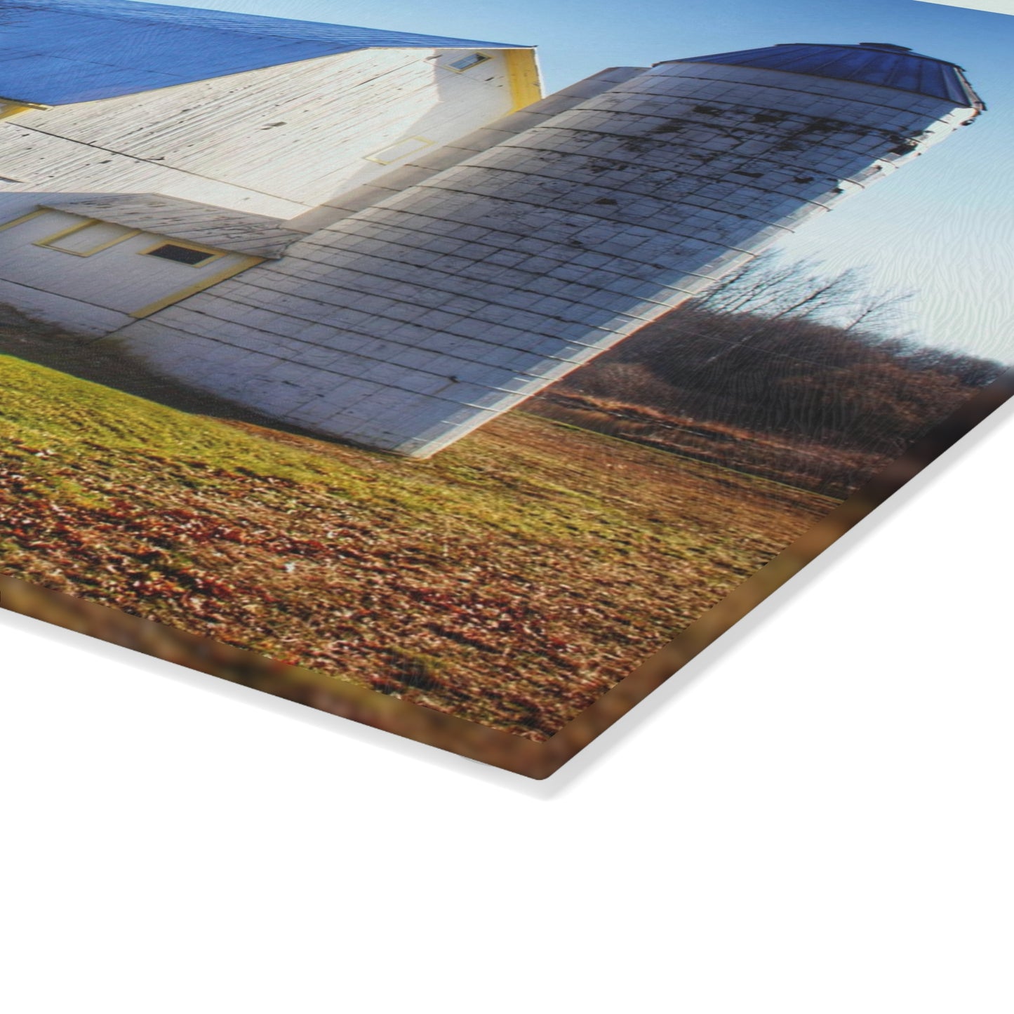 U R There Photography Elba White Rustic Farmhouse Tempered-Glass Cutting Board