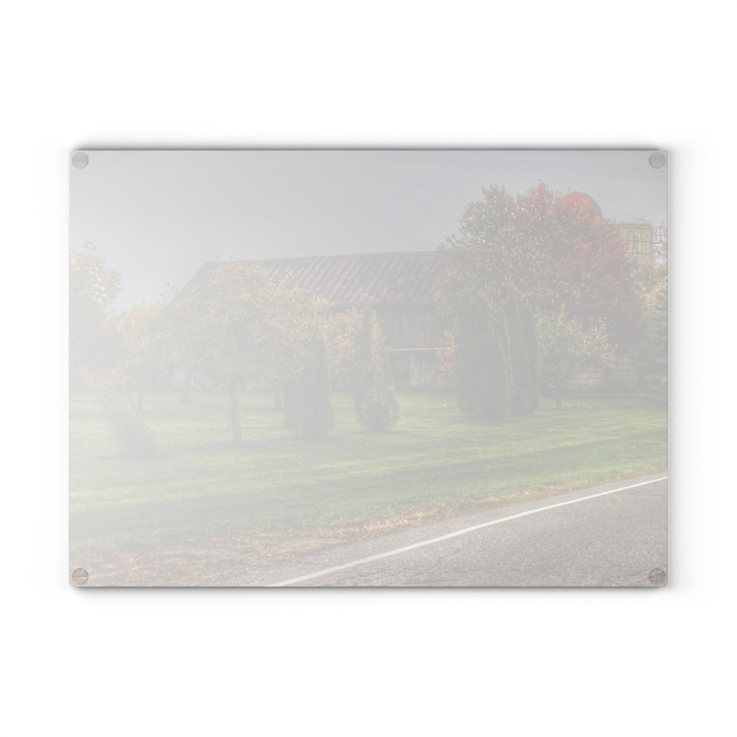 U R There Photography Goodrich Grey Rustic Farmhouse Tempered-Glass Cutting Board