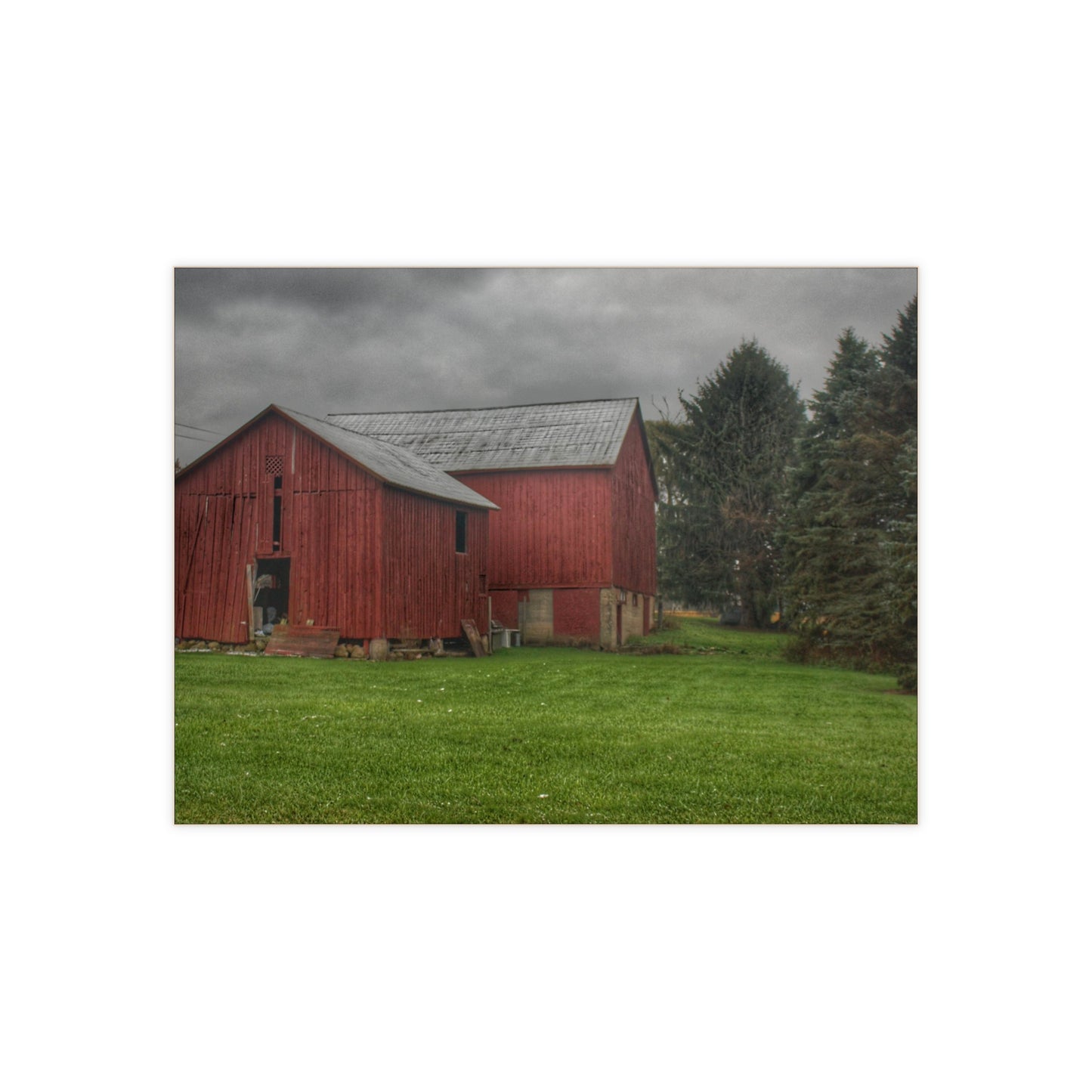U R There Photography Bowers Road Red II Rustic Farmhouse Decorative Ceramic Tile