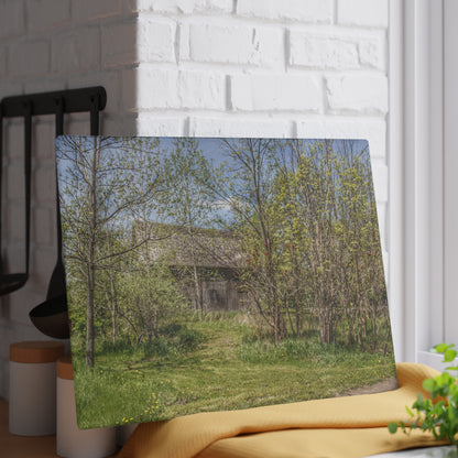 U R There Photography Bishop Road Grey I Rustic Farmhouse Tempered-Glass Cutting Board