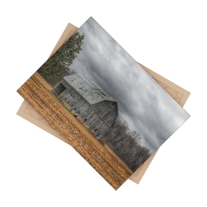 U R There Photography Grey Barn and Tree Rustic Farmhouse Decorative Ceramic Tile