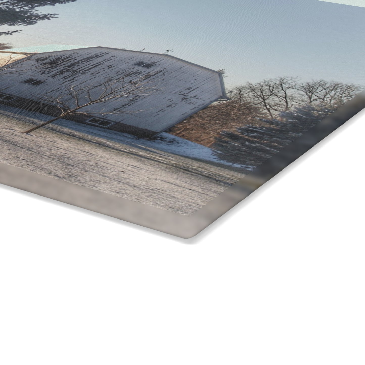 U R There Photography Washburn White Rustic Farmhouse Tempered-Glass Cutting Board
