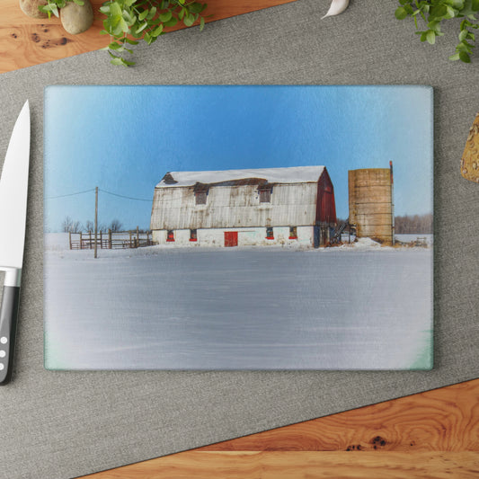 U R There Photography Bay City - Forestville Block Red Rustic Farmhouse Tempered-Glass Cutting Board