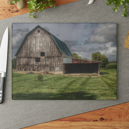 U R There Photography Bishop Grey II Rustic Farmhouse Tempered-Glass Cutting Board 11"x 15"