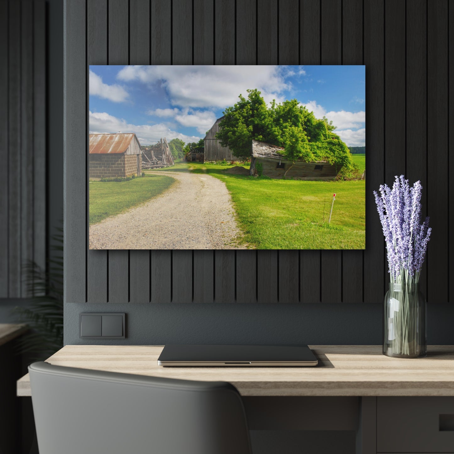U R There Photography Brown City Road Barn and Buddy II Rustic Farmhouse Acrylic Wall Print