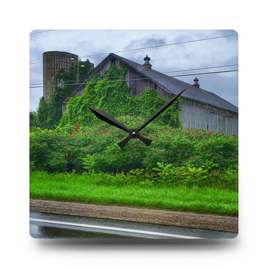 Metamora M-24 Grey IV Rustic Farmhouse Acrylic Analog Wall Clock 10.75'' × 10.75'' (Square)