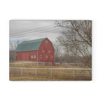 U R There Photography Diehl Road Red Rustic Farmhouse Tempered-Glass Cutting Board