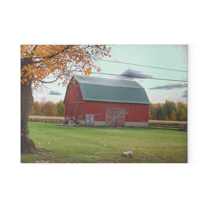 U R There Photography Bowers Roadside Red Rustic Farmhouse Tempered-Glass Cutting Board
