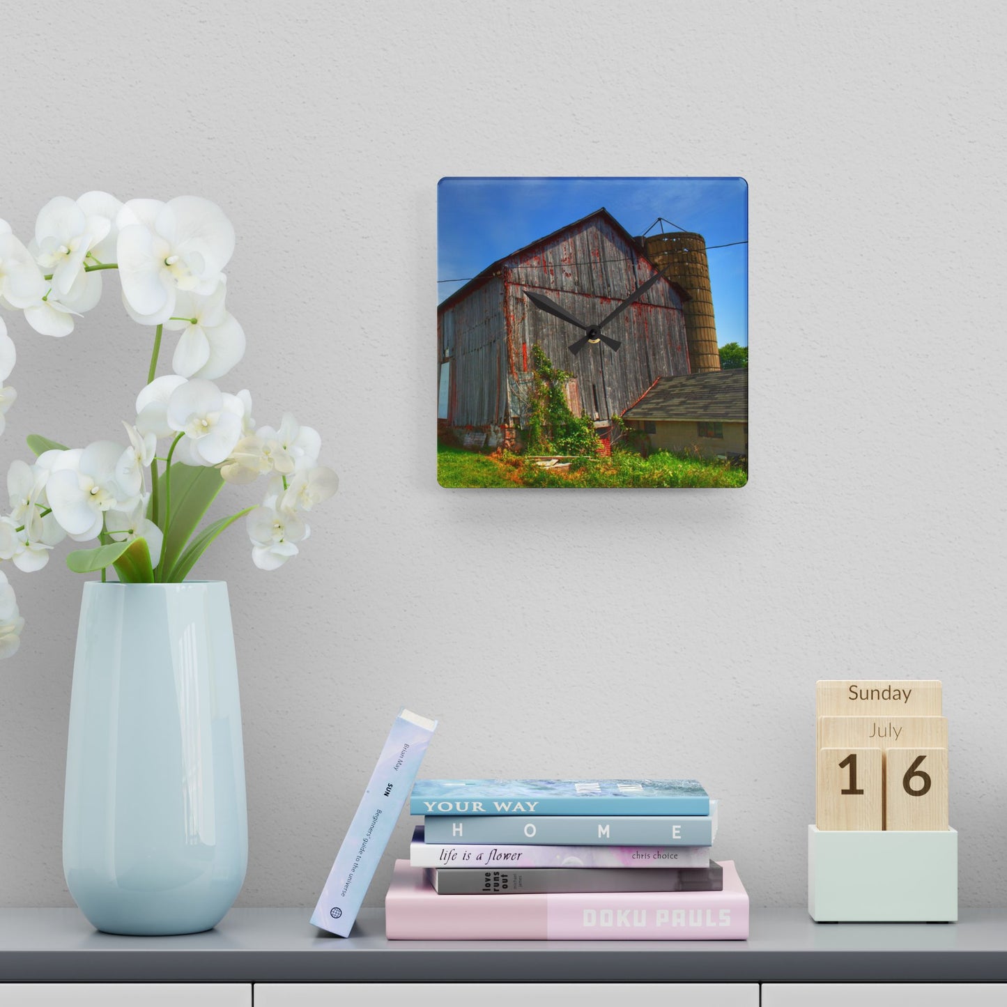 U R There Photography Marlette Red II Rustic Farmhouse Acrylic Analog Wall Clock