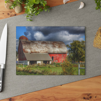 U R There Photography Washburn Rusted Red Rustic Farmhouse Tempered-Glass Cutting Board