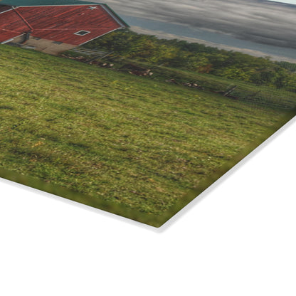 U R There Photography Kingston Plain Road Cow Barn Rustic Farmhouse Tempered-Glass Cutting Board