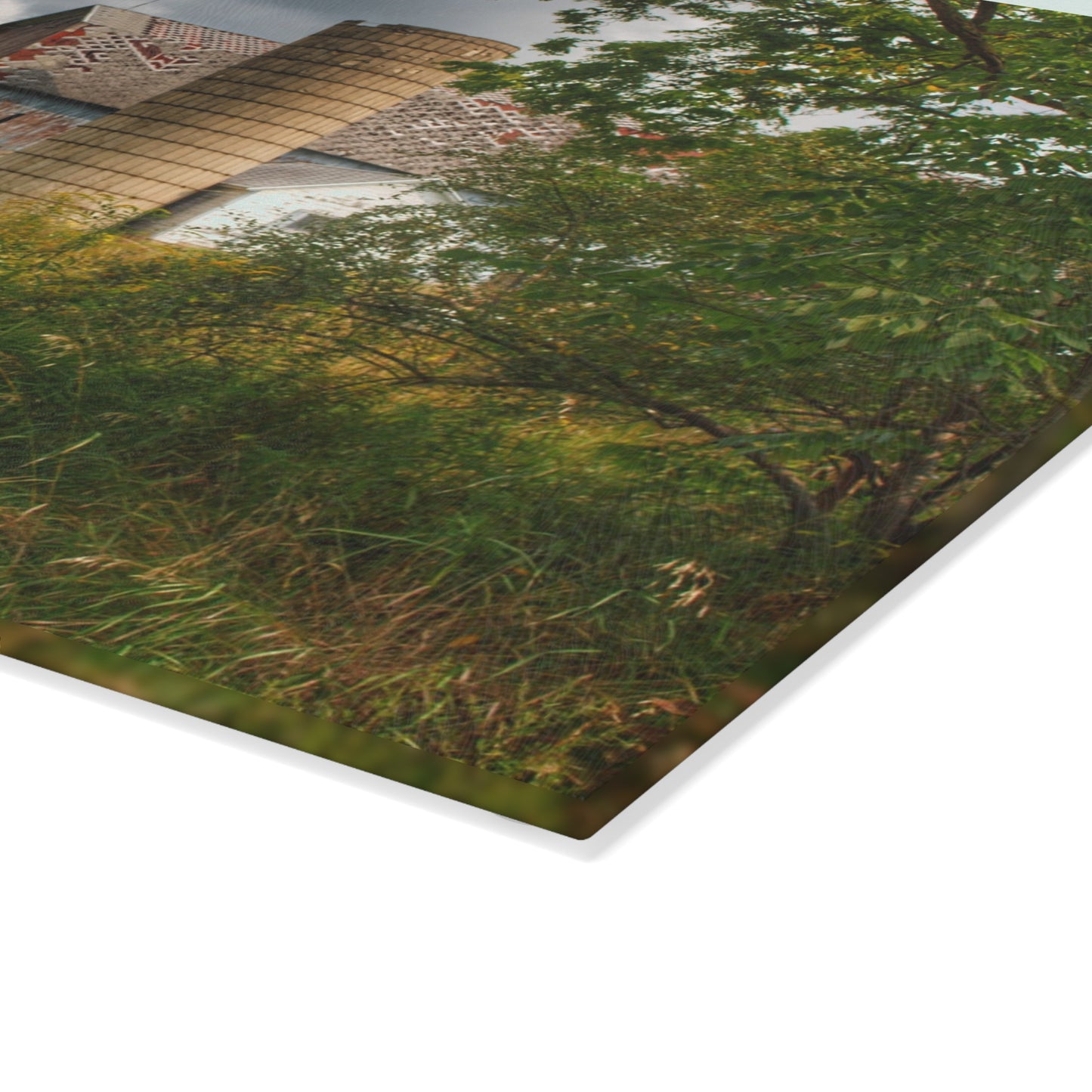 U R There Photography Hill Road Roadside Grey III Rustic Farmhouse Tempered-Glass Cutting Board