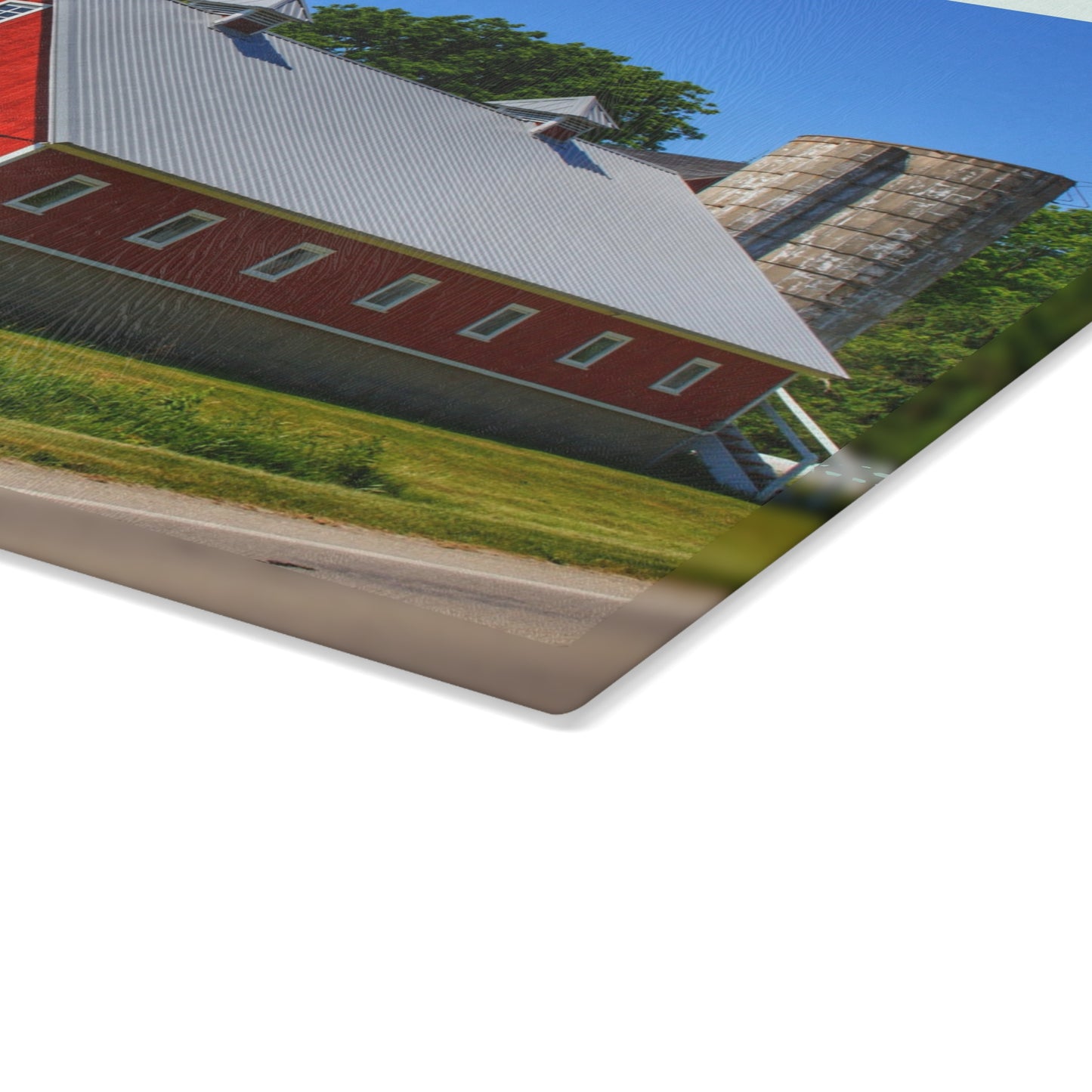 U R There Photography Metamora Red 2020 I Rustic Farmhouse Tempered-Glass Cutting Board