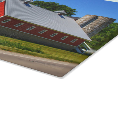 U R There Photography Metamora Red 2020 I Rustic Farmhouse Tempered-Glass Cutting Board