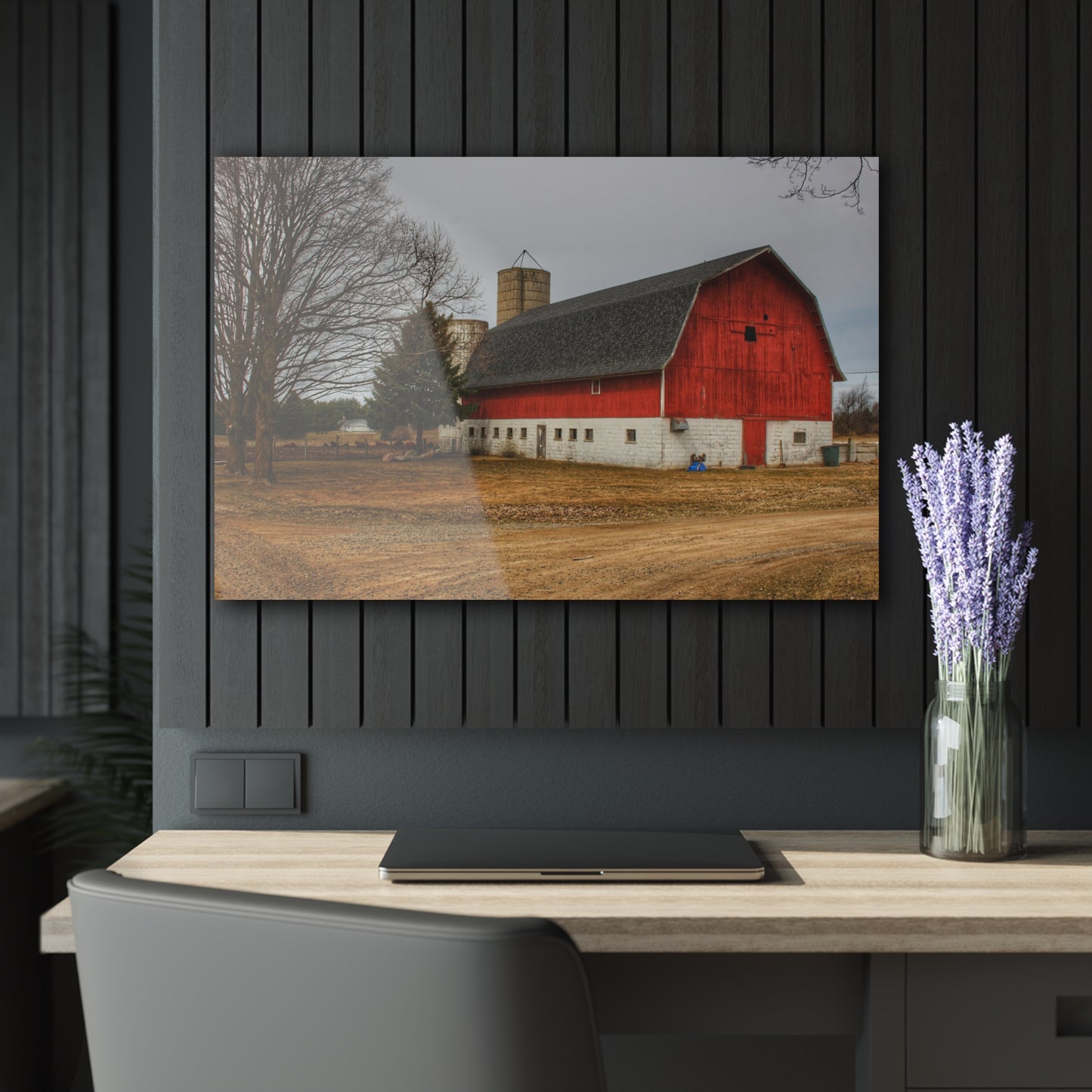 U R There Photography Hunters Creek Road Cow Barn II Rustic Farmhouse Acrylic Wall Print