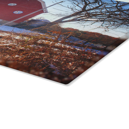 U R There Photography Groveland Red Rustic Farmhouse Tempered-Glass Cutting Board