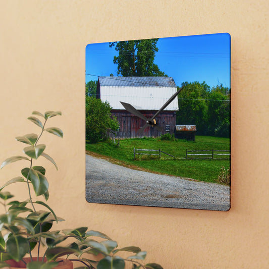 U R There Photography Vienna Road Greys Rustic Farmhouse Acrylic Analog Wall Clock