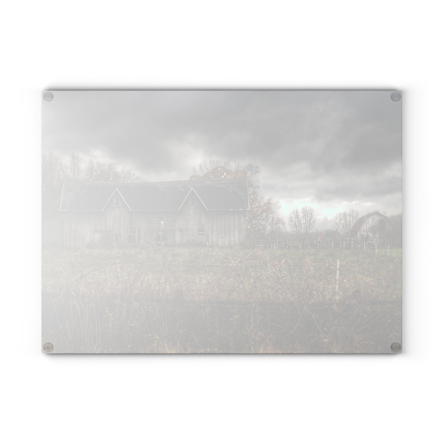 U R There Photography Green Road Grey Rustic Farmhouse Tempered-Glass Cutting Board