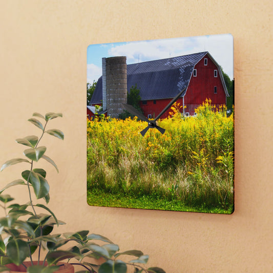 U R There Photography Starr Court Red II Rustic Farmhouse Acrylic Analog Wall Clock