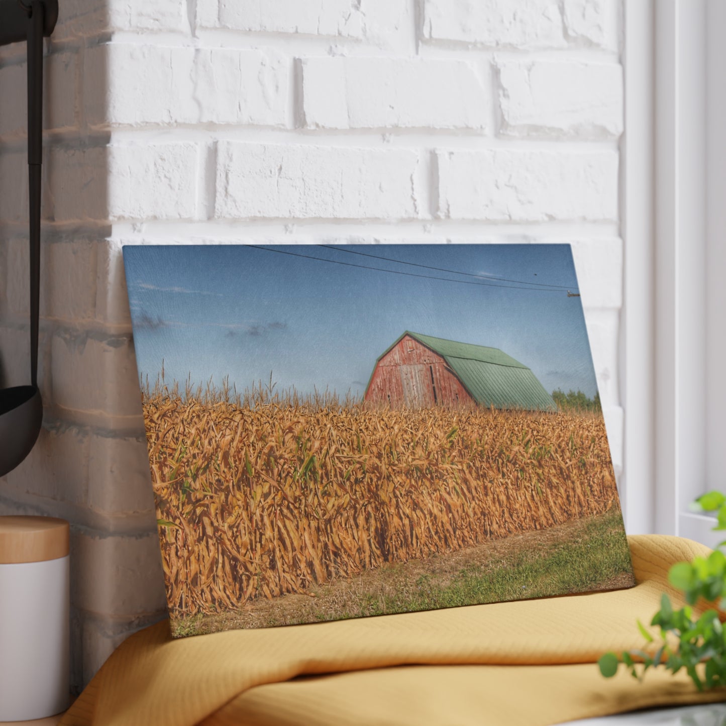 U R There Photography Beyond the Harvest Corn I Rustic Farmhouse Tempered-Glass Cutting Board