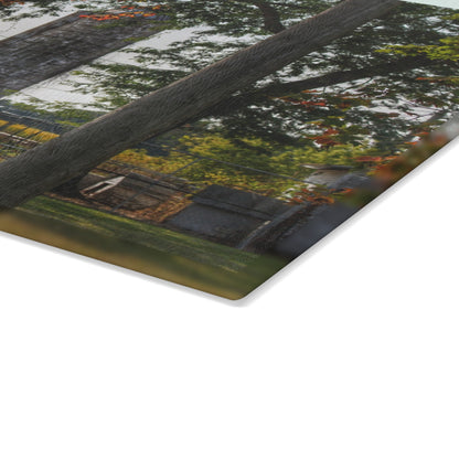 U R There Photography Hidden Grey of Tuscola Rustic Farmhouse Tempered-Glass Cutting Board
