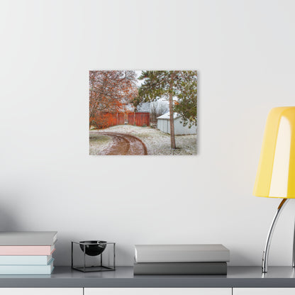 U R There Photography North Lake Pleasant Road Hidden Red Rustic Farmhouse Acrylic Wall Print