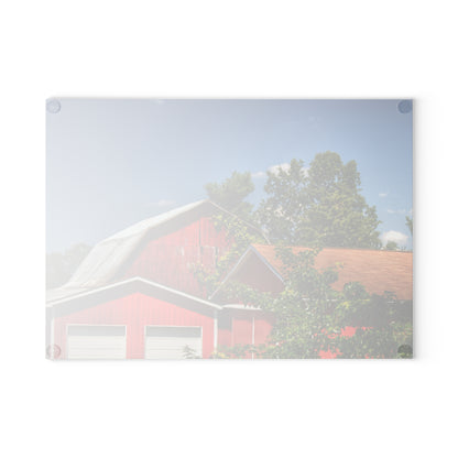U R There Photography McKeen Lake Road Reds I Rustic Farmhouse Tempered-Glass Cutting Board