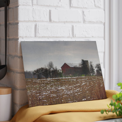 U R There Photography Brook Road Red Rustic Farmhouse Tempered-Glass Cutting Board