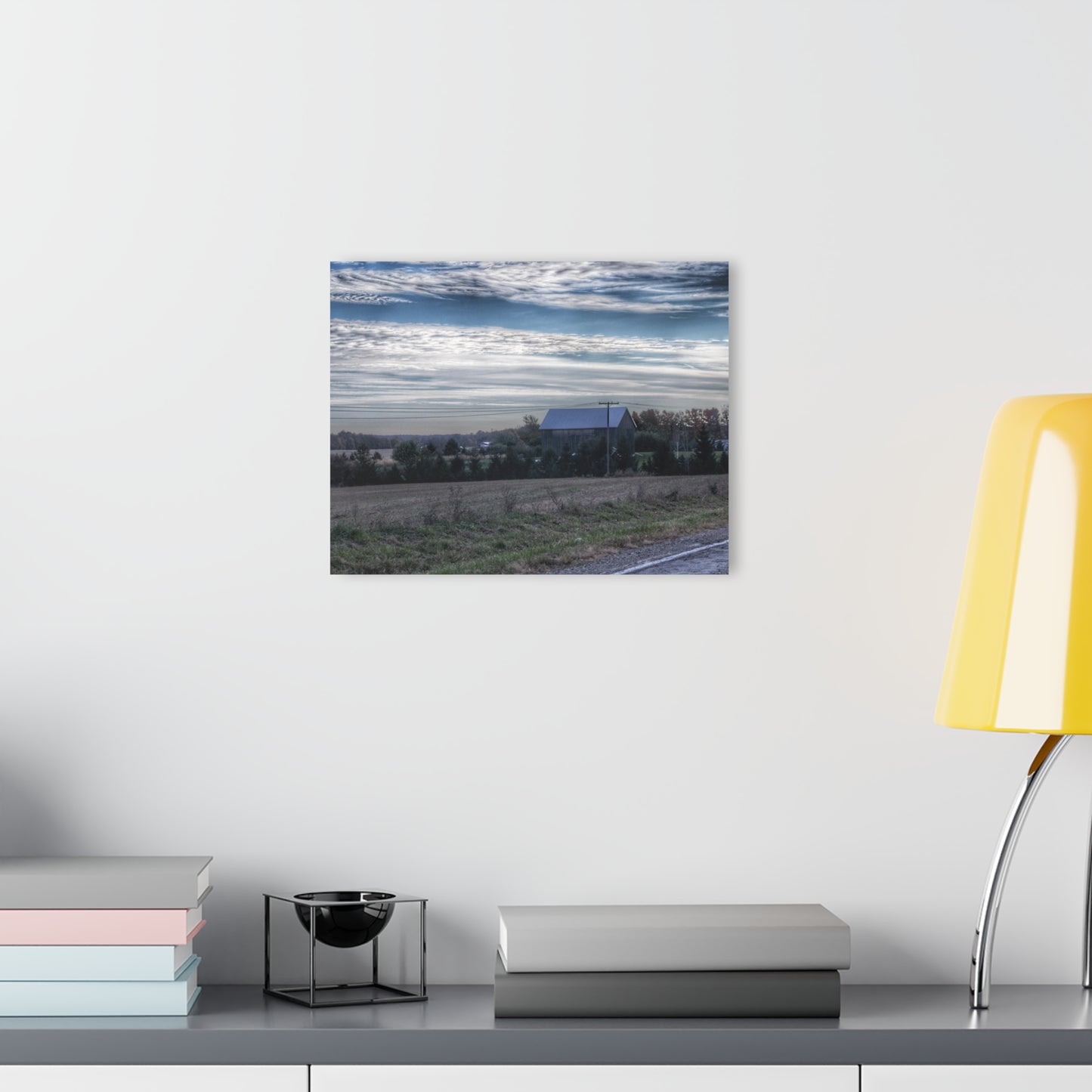 U R There Photography Burnside Road Grey Blues Rustic Farmhouse Acrylic Wall Print