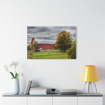 U R There Photography Columbiaville Red in Fall II Rustic Farmhouse Acrylic Wall Print