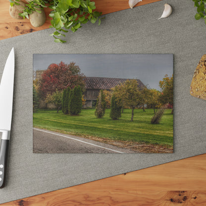 U R There Photography Goodrich Grey Rustic Farmhouse Tempered-Glass Cutting Board