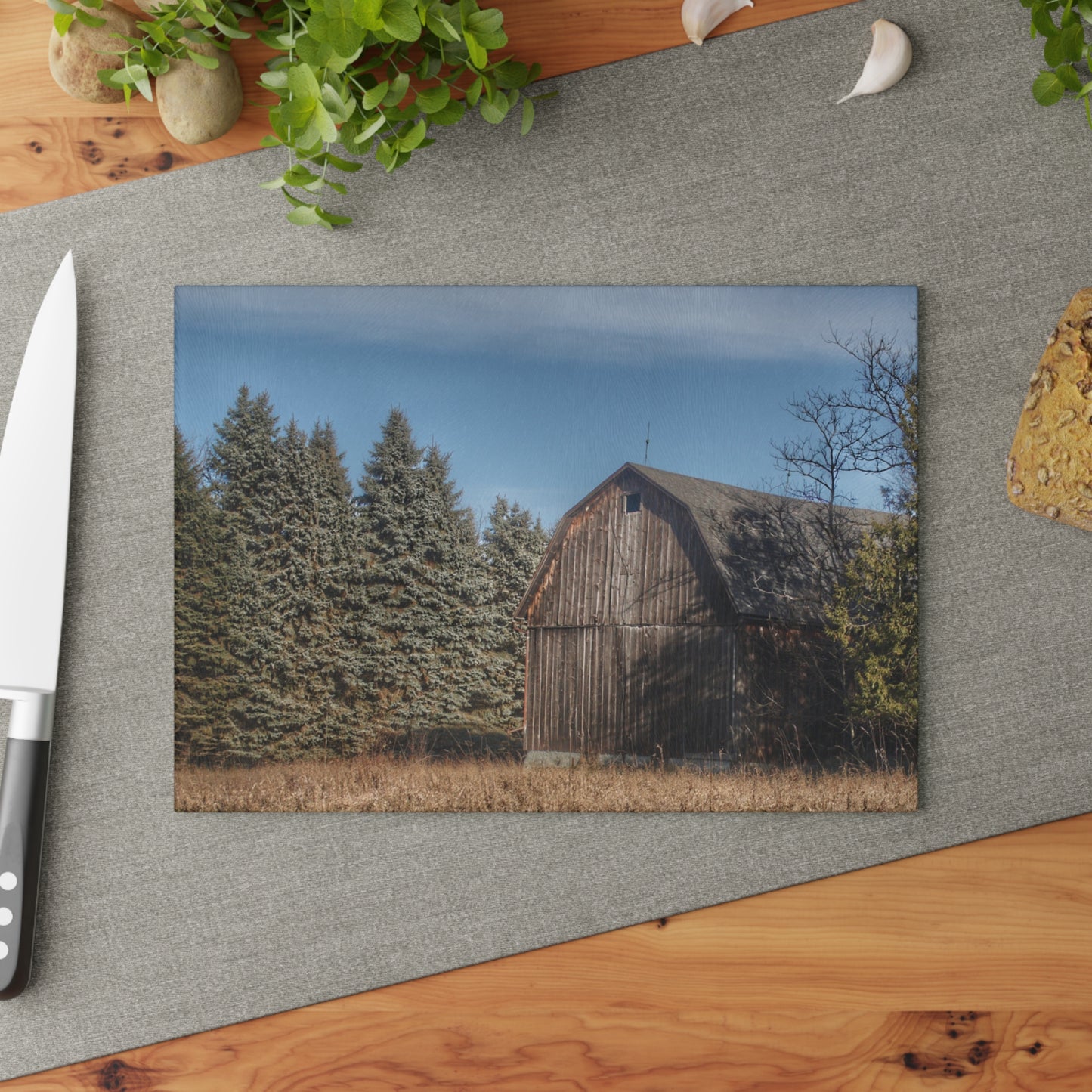 U R There Photography Washburn Old Grey Rustic Farmhouse Tempered-Glass Cutting Board