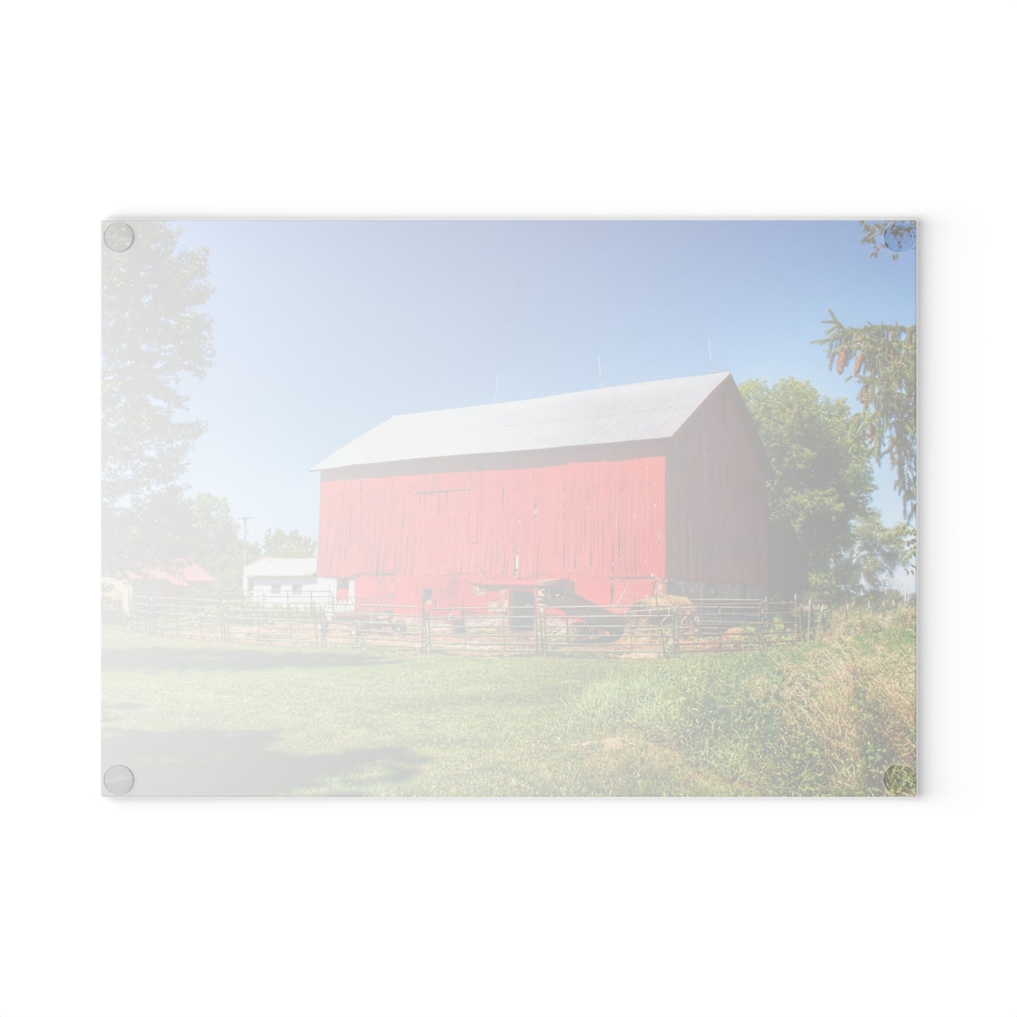 U R There Photography Harris Road Red Rustic Farmhouse Tempered-Glass Cutting Board