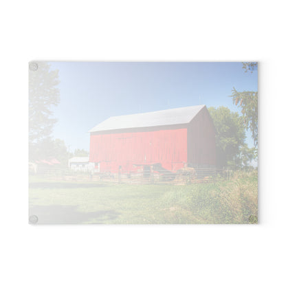 U R There Photography Harris Road Red Rustic Farmhouse Tempered-Glass Cutting Board