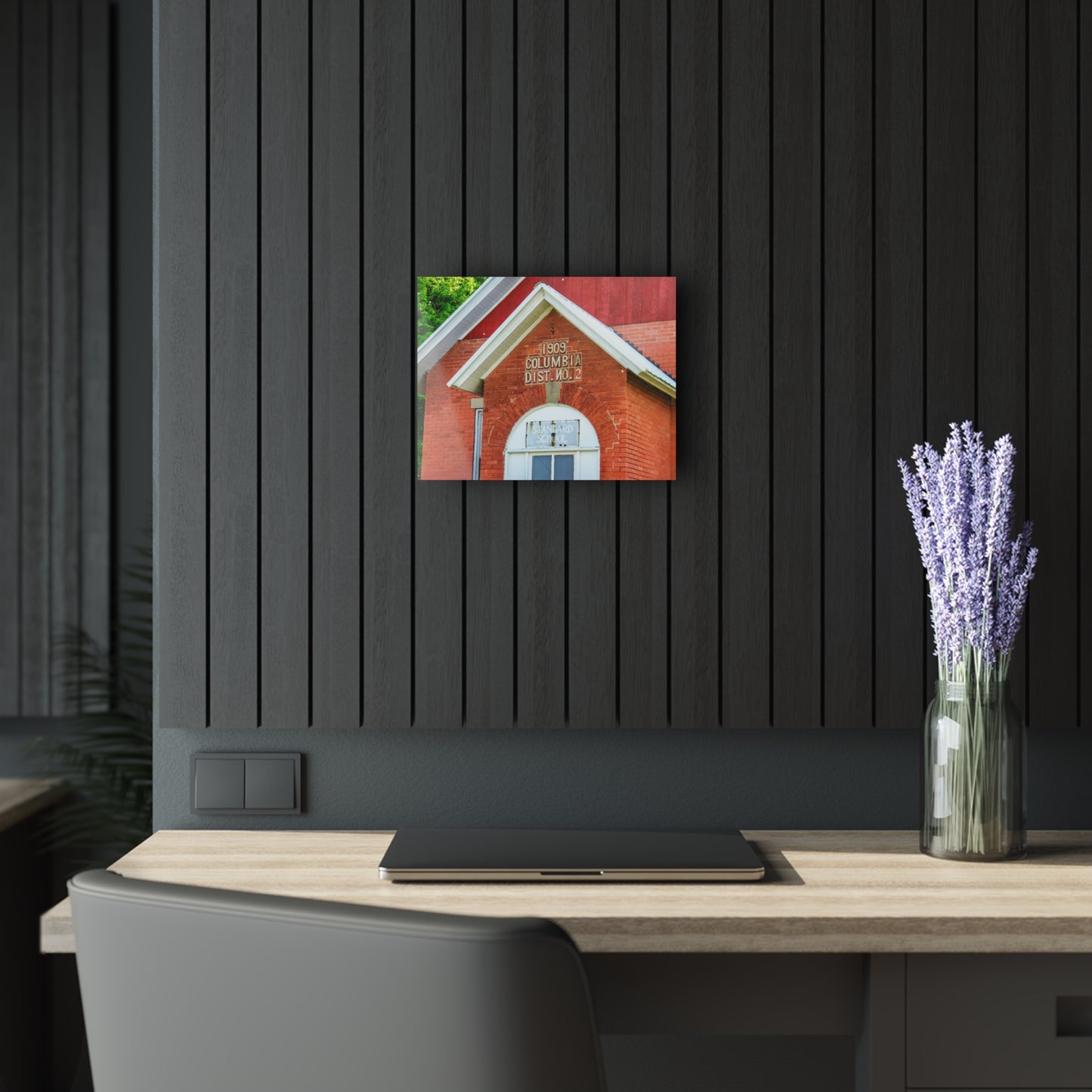 U R There Photography French Road Old Standard Schoolhouse II Rustic Farmhouse Acrylic Wall Print